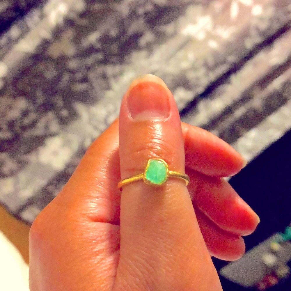 New raw emerald ring